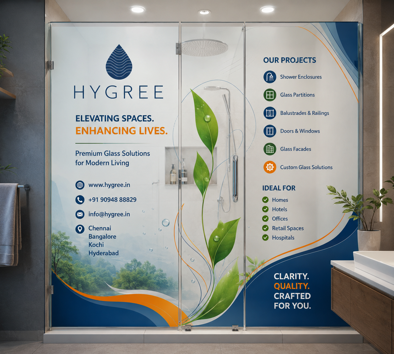 glass shower cubicle